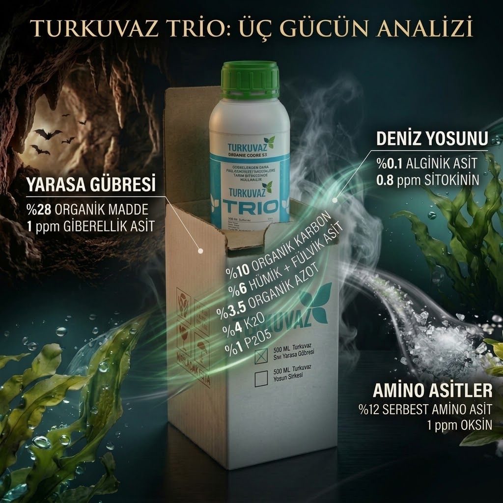 Turkuvaz Trio Deniz Yosunu + Yarasa Gübresi + Aminoasit Sıvı Organik Gübre