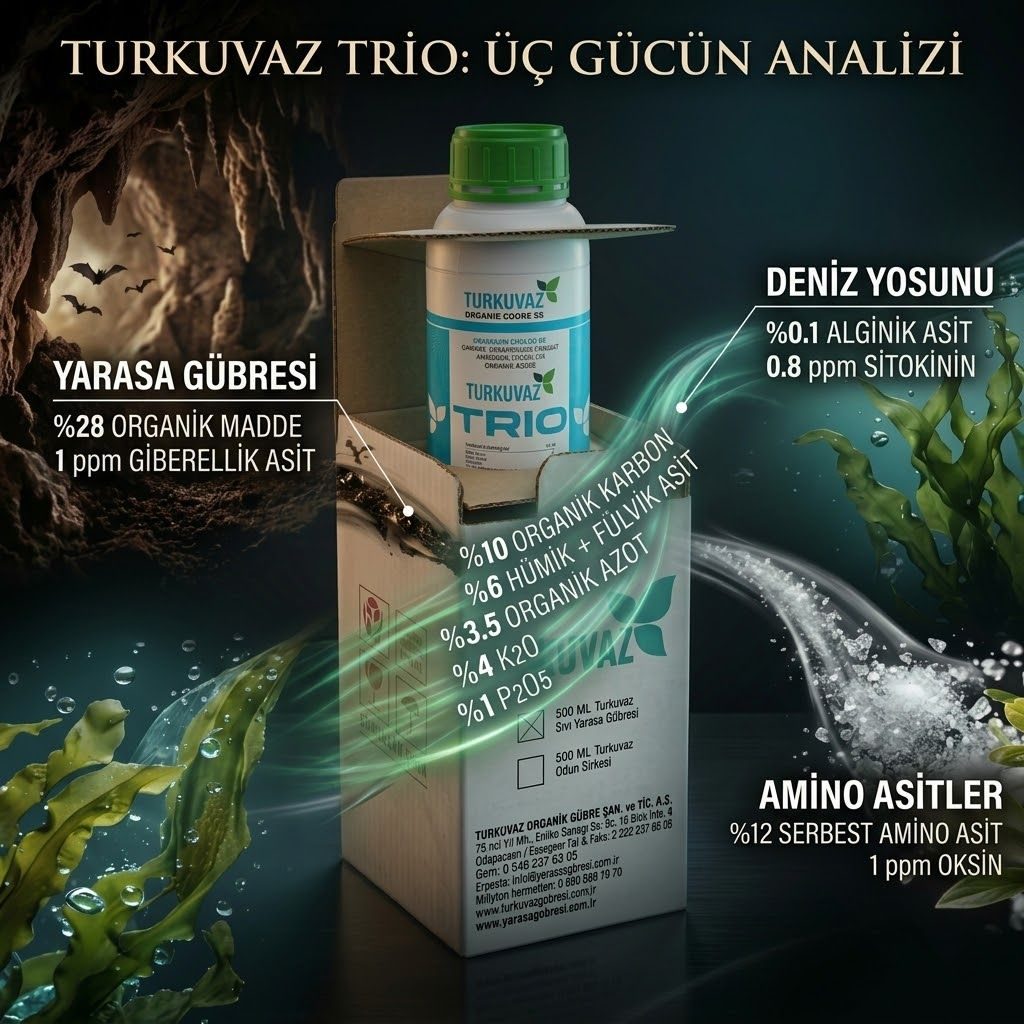 Turkuvaz Trio Deniz Yosunu + Yarasa Gübresi + Aminoasit Sıvı Organik Gübre